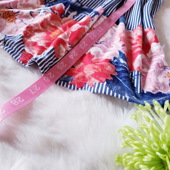 Blue Striped Floral Dress with Removable Straps - Picture 16 of 16